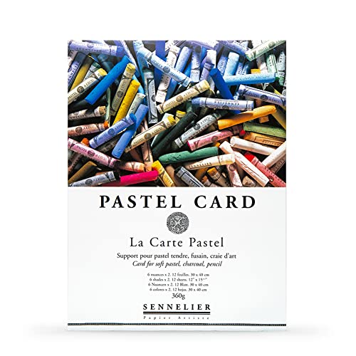 Sennelier Pastell Dry Card (feinkörniges Schleifpapier) Pad 40 x 30 cm, 12 Blatt mit 6 verschiedenen Farben, 360 g von Sennelier