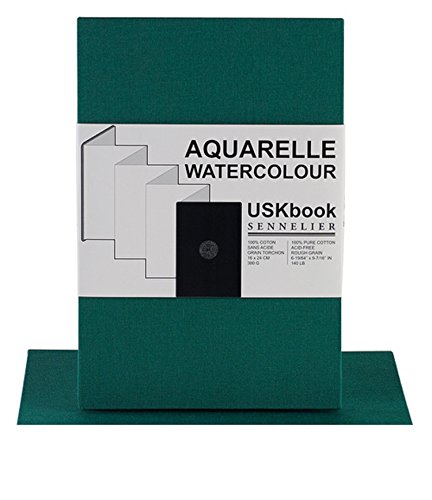 Sennelier USKbook - Aquarellbuch Hardcover Ziehharmonika - grünes Leineneinband - grobe Körnung - 300 GSM - 16 x 24 cm von Sennelier
