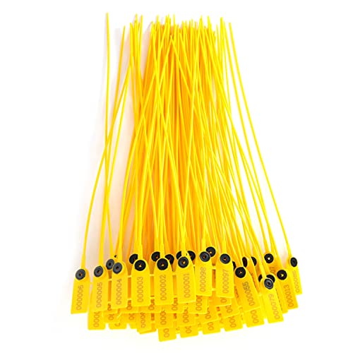 100 pcs gelbe Paket Transportwagen Plastik -Sicherheitsdichtung 40 cm Etikettkabel Kabelbeziehungen mit Nummer von Senrusa