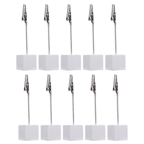 10Pcs Table Number Card Holder Wooden Block Crocodile Clip Photo Holder with for Memos Reminders White von Senrusa