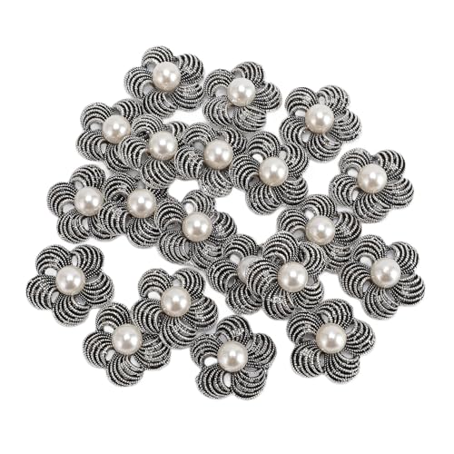 20 PCs Perle Blumen Zinklegierung exquisite dekorative Knöpfe für Kleidungsschuhe Handwerk Schmuck Herstellung von Senrusa