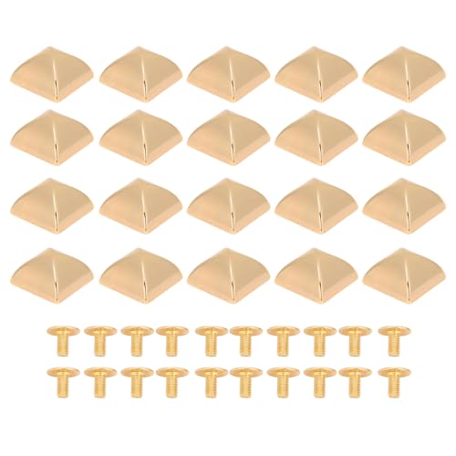 20 Stcs Pyramide Nieten 18mm Zinklegungsquadrat Nieten mit pH -Schrauben für Gürtelbeutel Hüte Schuhe (Gold) von Senrusa