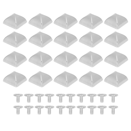 20 Stcs Pyramide Nieten 18mm Zinklegungsquadrat Nieten mit pH -Schrauben für Gürtelbeutel Hüte Schuhe (Silver) von Senrusa