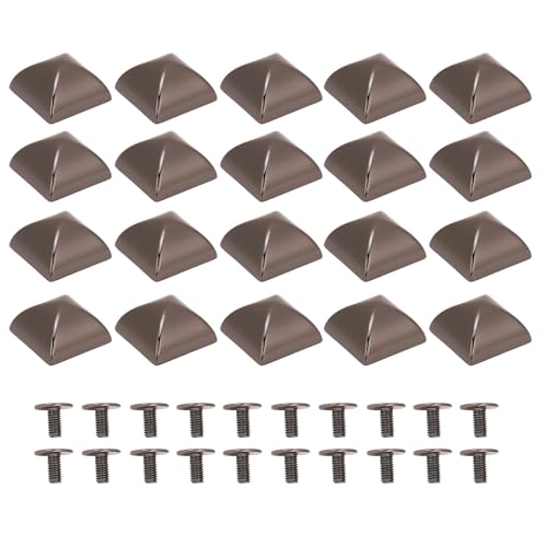 20 Stcs Pyramide Nieten 18mm Zinklegungsquadrat Nieten mit pH -Schrauben für Gürtelbeutel Hüte Schuhe (Silver Black) von Senrusa