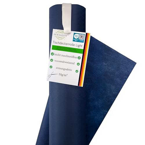 Sensalux Nature Light - Tischwäsche mit positiver Öko-Bilanz, CO²-neutrale Produktion, Tischdecke - 1,1x25m, Meeresblau von Sensalux