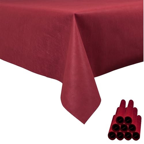 Sensalux Tischdecke, abwaschbar, Vorteilspack, 10 Stück, 1,18m x 2,5m, Bordeaux von Sensalux