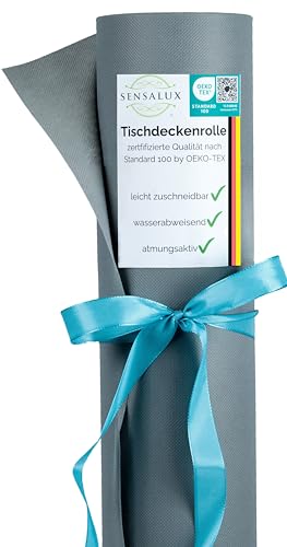 Sensalux Tischdeckenrolle, wasserabweisend, 80g/m², bis zu 45% Recyclat, Vlies-Tischwäsche, wiederverwendbar, 0,99m x 10m, Grau von Sensalux