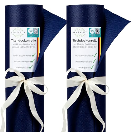 Sensalux Tischdeckenrollen-Set, 2 Stück, stoffähnliches Vlies, Event, Geburtstagsfeier, 1,1m x 25m Blau von Sensalux