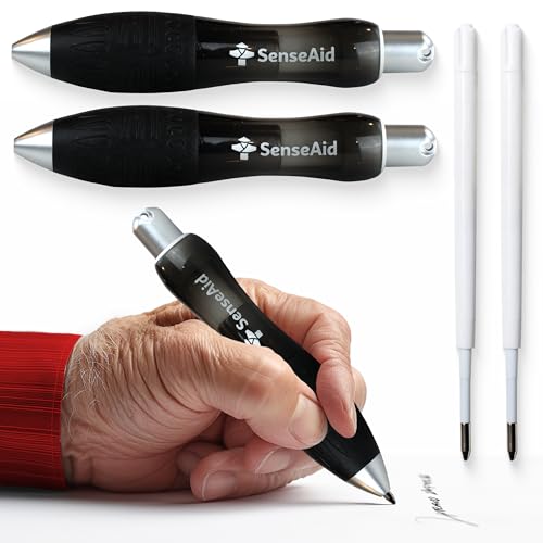 Dicke, schwere Stifte, Set mit zwei super großen Kugelschreibern, inklusive zwei Ersatzminen, große Stifte mit breitem Griff, hilft beim Schreiben für Menschen mit Arthritis, Parkinson, Karpaltunnel von SenseAid