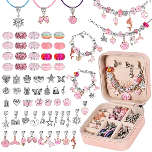 SenseYo Schmuckherstellungs-Set für Bettelarmbänder mit Aufbewahrungsbox, um Kreativität und Fantasie zu inspirieren (Rosa) von SenseYo