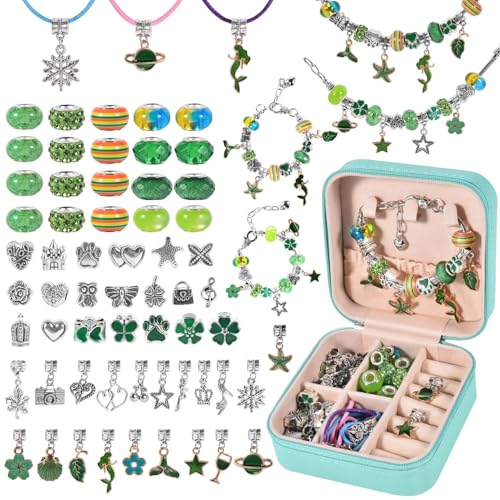 SenseYo Schmuckherstellungs-Set für Bettelarmbänder mit Aufbewahrungsbox, um Kreativität und Fantasie zu inspirieren (grün) von SenseYo