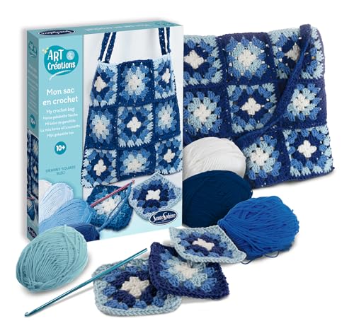 Sentosphère - Meine Tasche Patchwork Blau - Kreativset - Kinderkoffer - Häkeleinführung ab 10 Jahren - Trendy Granny Squares - Weiche Wolle - 20601 Sentosphère - Meine Tasche Patchwork Blau - Kreativset - Kinderkoffer - Häkeleinführung ab 10 Jahren - Trendy Granny Squares - Weiche Wolle - 20601 von Sentosphere