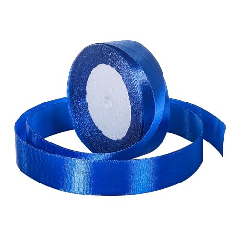 Sentoyou Blaues Band zum Verpacken von Geschenken, 2,5 cm, 22 m, Seidensatinband, blaues Geschenkband, Satin-Stoffband für Hochzeit, Basteln, Blumenstrauß, Dekoration von Sentoyou