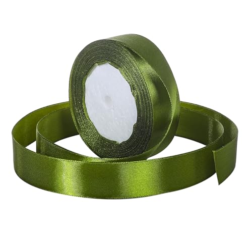 Sentoyou Grünes Satinband zum Verpacken von Geschenken, 2,5 cm, Salbeigrün Seidenband, Satinband für Blumenstrauß, Basteln, Hochzeit, Ornamente von Sentoyou