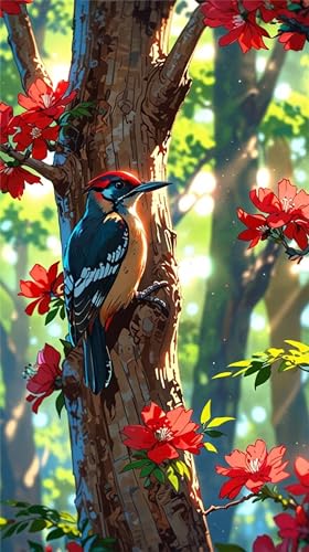 5D Specht Baum Diamond Painting Eckige Steine 20x50cm,Diamond Painting Set für Erwachsene Anfänger Strass Stickerei Diamant Painting Bilder Crystal Art Bastelset von Senyanr