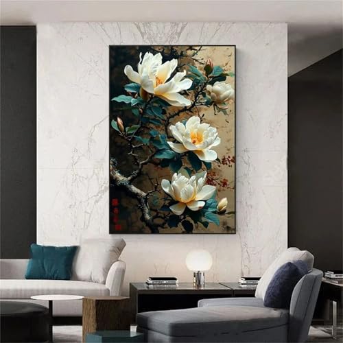 Diamant Painting Bilder Erwachsene,5D Magnolien-Lotus-Landschaft Diamond Painting Set für Kinder,DIY Round Vollbohrer Diamant Malerei Stickerei Kreuzstich Basteln für Home Wand Dekor Geschenke 40x70cm Diamant Painting Bilder Erwachsene,5D Magnolien-Lotus-Landschaft Diamond Painting Set für Kinder,DIY Round Vollbohrer Diamant Malerei Stickerei Kreuzstich Basteln für Home Wand Dekor Geschenke 40x70cm von Senyanr