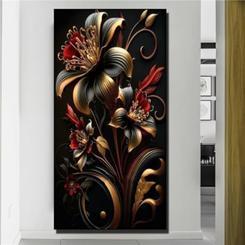 Diamond Painting Erwachsene,DIY 5D Schwarze Lilie Diamond Painting Kits,Full Round Drill Embroidery Kunst Malerei Kreuzstich Set,für Home Wanddeko - 30x60cm von Senyanr