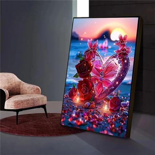 Diamond Painting für Erwachsene,5D Diamond Painting Liebe Rose Full Round Drill Diamond Painting Set Erwachsene Kinder,Wohndekoration - 55x75cm Diamond Painting für Erwachsene,5D Diamond Painting Liebe Rose Full Round Drill Diamond Painting Set Erwachsene Kinder,Wohndekoration - 55x75cm von Senyanr
