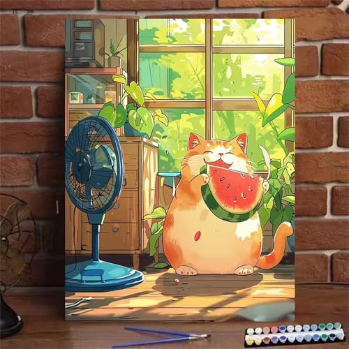 Malen Nach Zahlen Erwachsene Ohne Rahmen,Wassermelonenkatze malen nach zahlen Set mit Pinseln und Acrylpigment,Paint by Numbers DIY Handgemalt Ölgemälde Leinwand kits für Home Décor 20x30cm Malen Nach Zahlen Erwachsene Ohne Rahmen,Wassermelonenkatze malen nach zahlen Set mit Pinseln und Acrylpigment,Paint by Numbers DIY Handgemalt Ölgemälde Leinwand kits für Home Décor 20x30cm von Senyanr