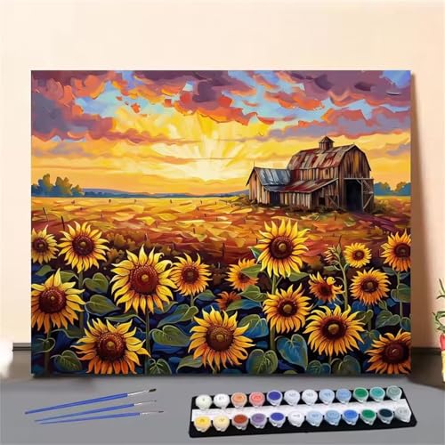 Malen Nach Zahlen Erwachsene mit Rahmen,Sonnenuntergang Sonnenblume malen nach zahlen Set mit Pinseln und Acrylpigment,Paint by Numbers DIY Handgemalt Ölgemälde Leinwand kits für Home Décor 20x30cm Malen Nach Zahlen Erwachsene mit Rahmen,Sonnenuntergang Sonnenblume malen nach zahlen Set mit Pinseln und Acrylpigment,Paint by Numbers DIY Handgemalt Ölgemälde Leinwand kits für Home Décor 20x30cm von Senyanr