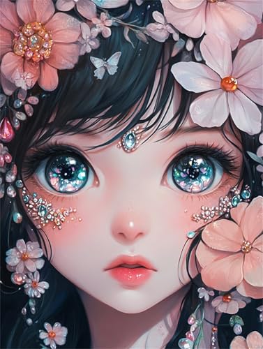 Malen Nach Zahlen für Erwachsene Anfänge Anime-Schönheit,Paint by Numbers for Adult,DIY malen nach zahlen kits auf Leinwand mit Pinseln Acrylmalerei Kunsthandwerk für Zuhause 55x70cm(Ohne Rahmen) von Senyanr