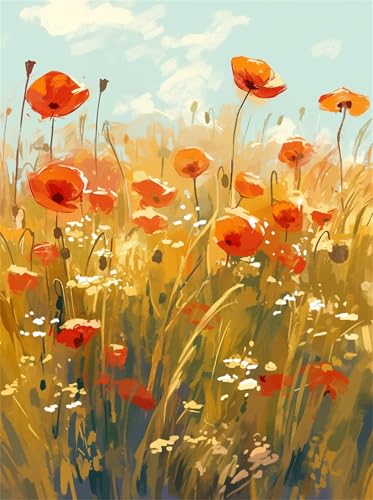 Malen Nach Zahlen für Erwachsene Anfänge Himmel Pflanzen Blumen,Paint by Numbers for Adult,DIY malen nach zahlen kits mit Pinseln Acrylmalerei Kunsthandwerk für Zuhause 40x50cm(mit Rahmen) von Senyanr