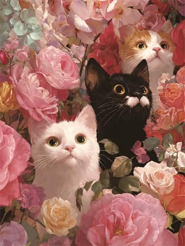 Malen Nach Zahlen für Erwachsene Anfänge Schwarze Katze,Paint by Numbers for Adult,DIY malen nach zahlen kits auf Leinwand mit Pinseln Acrylmalerei Kunsthandwerk für Zuhause 50x65cm(Ohne Rahmen) von Senyanr