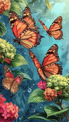 Senyanr 100x210cm Diamond Painting Erwachsene Schmetterlings-Hortensie,DIY Round Vollbohrer diamond painting groß Mosaik Diamant Kunst Stickerei Kreuzstich Bilder,Geschenk Wanddekoration von Senyanr