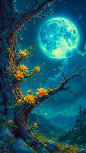 Senyanr 5D Blühender Baum Diamond Painting Eckige Steine 90x190cm,Diamond Painting Set für Erwachsene Anfänger Strass Stickerei Diamant Painting Bilder Crystal Art Bastelset von Senyanr