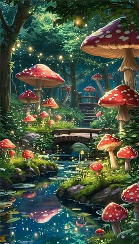 Senyanr 5D Fantasy-Pilz Diamond Painting Eckige Steine 100x210cm,Diamond Painting Set für Erwachsene Anfänger Strass Stickerei Diamant Painting Bilder Crystal Art Bastelset von Senyanr