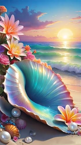Senyanr 60x130cm Diamond Painting Erwachsene Muschelmeer,DIY Round Vollbohrer diamond painting groß Mosaik Diamant Kunst Stickerei Kreuzstich Bilder,Geschenk Wanddekoration von Senyanr