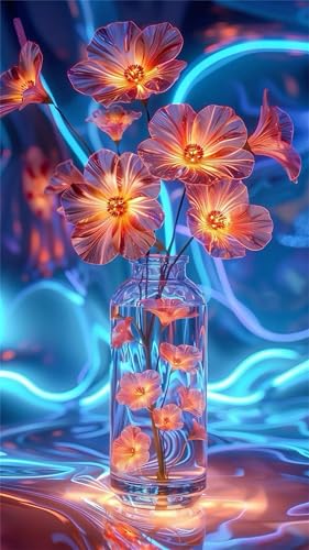 Senyanr Diamond Painting Groß XXL 20x50cm Runder Steine,Transparente Vase 5D Diamant Painting Set Für Erwachsene DIY Kristall Strass Stickerei Set für Wohnzimmer Dekoration von Senyanr