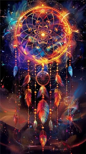 Senyanr Diamond Painting Groß XXL 80x170cm Runder Steine,Fantasy Traumfänger 5D Diamant Painting Set Für Erwachsene DIY Kristall Strass Stickerei Set für Wohnzimmer Dekoration von Senyanr