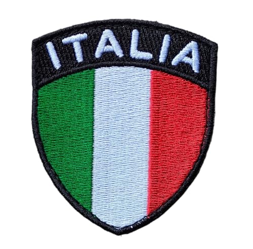 Aufnäher/Aufnäher, bestickt, Klettverschluss, Motiv: italienische Flagge, 7 x 6 cm von SenzaMa