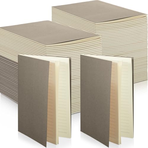 Sepamoon 150 Pack Kraft Notebook Journals 5.82 Inch x 4.13 Inch A6 Softcover Notebooks Bulk for Kids Student Writing Sketch Travel Journal Office Notepad with 48 Pages 24 Sheets, Lined(Dark Gray) von Sepamoon