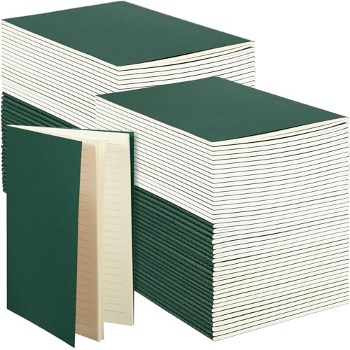 Sepamoon 150 Pack Kraft Notebook Journals 5.82 Inch x 4.13 Inch A6 Softcover Notebooks Bulk for Kids Student Writing Sketch Travel Journal Office Notepad with 48 Pages 24 Sheets, Lined(Green) von Sepamoon
