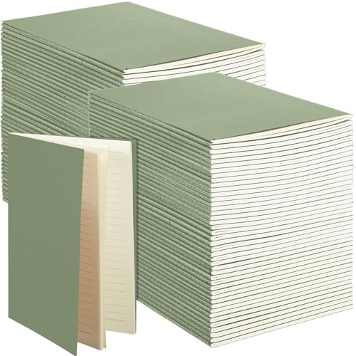 Sepamoon 150 Pack Kraft Notebook Journals 5.82 Inch x 4.13 Inch A6 Softcover Notebooks Bulk for Kids Student Writing Sketch Travel Journal Office Notepad with 48 Pages 24 Sheets, Lined(Light Green) von Sepamoon