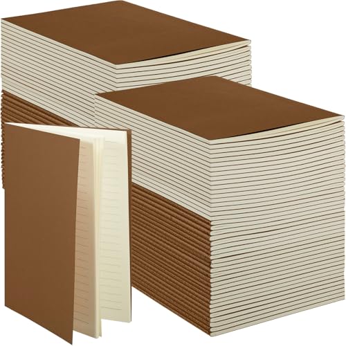 Sepamoon Kraft-Notizbücher, 150 Stück, 14 x 10 cm, A6, Softcover, Großpackung für Kinder, Studenten, Schreiben, Skizzen, Reisetagebuch, Büro, Notizblock mit 48 Seiten, 24 Blatt, liniert (braun) von Sepamoon