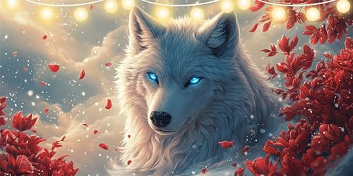 Diamond Painting Erwachsene Blume Diamond Painting Kinder Wolf Full DIY Diamant Paintings Bilder, Mosaikherstellung Bastelset Kinder für ab 10 Jahre, Malen Nach Zahlen für Zimmer Deko 90x180cm FD-7939 von Sepeoha