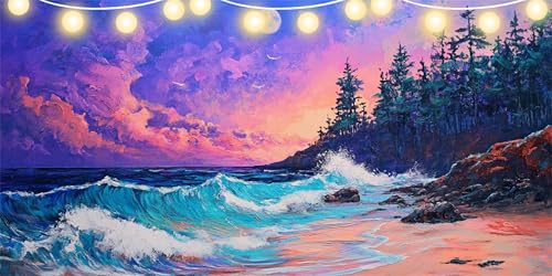 Diamond Painting Erwachsene Wellen Diamond Painting Kinder Baum Full DIY Diamant Paintings Bilder, Mosaikherstellung Bastelset Kinder für ab 10 Jahre, Malen Nach Zahlen für Zimmer Deko 55x110cm FD-895 von Sepeoha