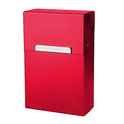 Zigarettenbox Alu Box leicht robust aus Aluminium für Standard 85mm King Size Zigaretten Zigarettenetui Zigarettenschachtel Deckel mit Magnetverschluss (Rot) von Sepilo