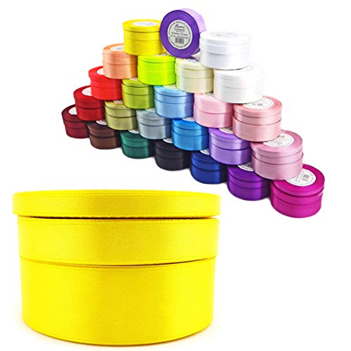 Satinband Schleifenband Dekoband Band Bastelband Geschenkband Nähband Zierband Satin Gelb (Gelb, 12) von Sepkina