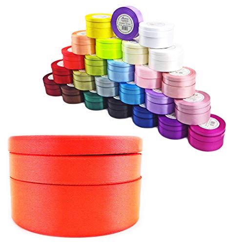 Sepkina Satinband Schleifenband Dekoband Band Bastelband Geschenkband Nähband Zierband Satin Neon Orange Neonorange 0,32€/M (Neon-Orange, 25) von Sepkina