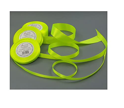 Sepkina Satinband Schleifenband Dekoband Band Bastelband Geschenkband Nähband Zierband Satin Neon Gelb Neongelb (12 mm) von Sepkina