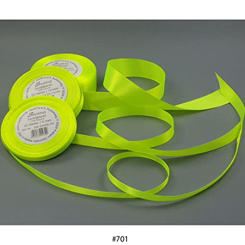 Sepkina Satinband Schleifenband Dekoband Band Bastelband Geschenkband Nähband Zierband Satin Neon Gelb Neongelb (25 mm) von Sepkina