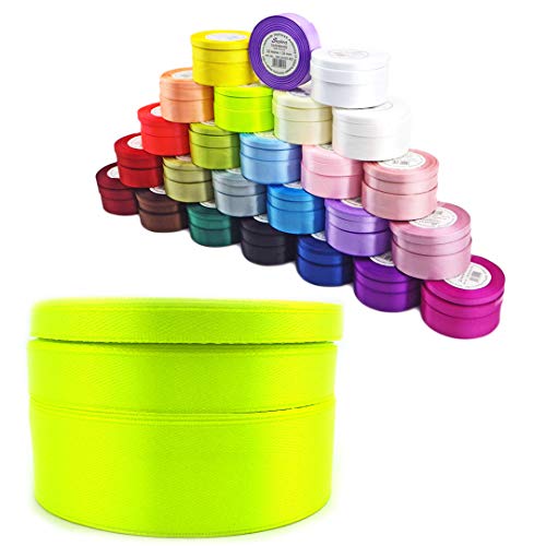 Satinband Schleifenband Dekoband Band Bastelband Geschenkband Nähband Zierband Satin Neon Gelb Neongelb 0,32€/M (Neon-Gelb, 25) von Sepkina