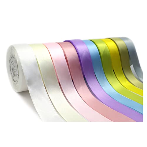 Sepkina Set 10 Rollen gemischt Satinband Schleifenband Dekoband Band Bastelband Geschenkband Nähband Zierband Satin Pastell (25 mm Breite) von Sepkina