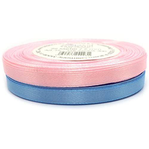 Set 2 Farben Satinband Schleifenband Dekoband Band Bastelband Geschenkband Nähband Zierband Satin Baby Rosa Blau (6 mm) von Sepkina