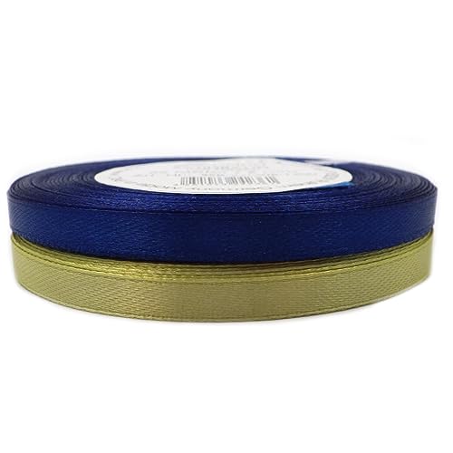 Set 2 Farben Satinband Schleifenband Dekoband Band Bastelband Zierband Satin Dunkelblau und Gold (6 mm/Breite) von Sepkina
