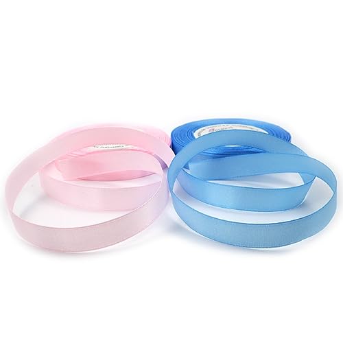 Set 2 Farben Satinband Schleifenband Dekoband Band Bastelband Zierband Satin Rosa und Hellblau Blau (12 mm/Breite) von Sepkina